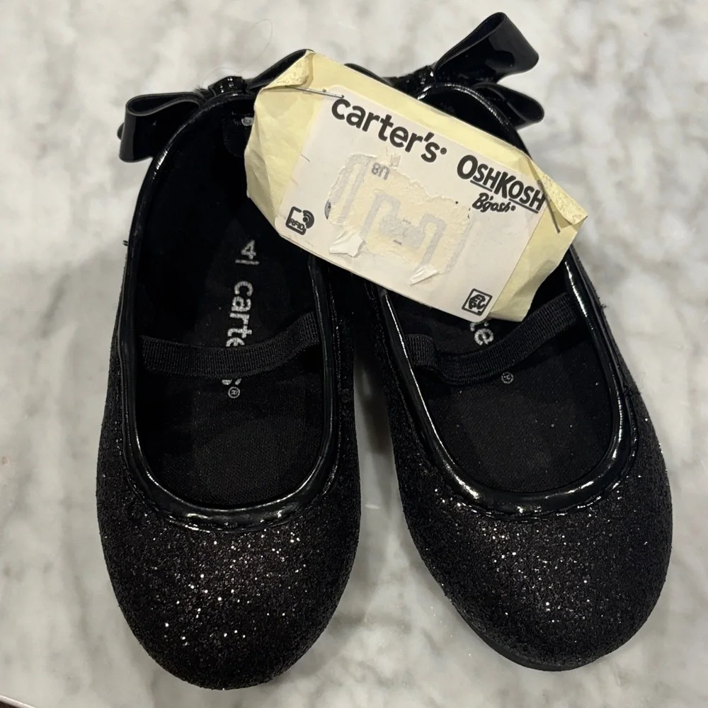 NWT Carter’s Black Sparkle Dress Shoes, Sz. 4